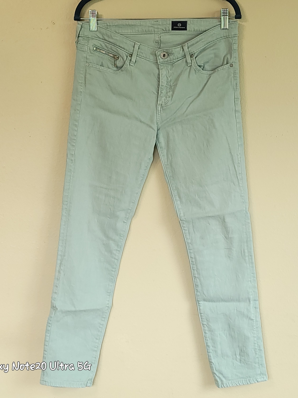 AG Adriano Goldschmied The Stevie Ankle Zip Sage Green Jeans 29R EUC